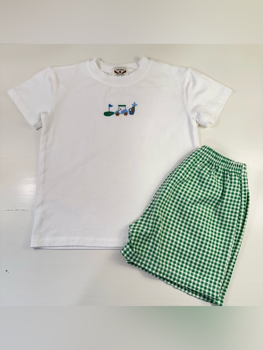 Oaks Apparel Golf Tee 6 + Green Gingham Shorts 5